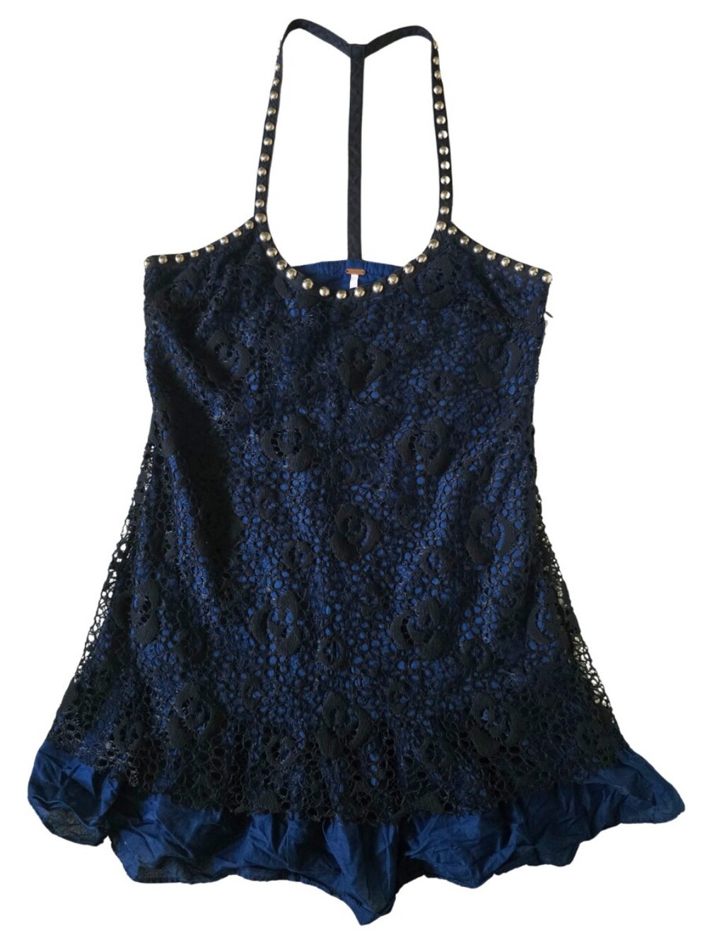 FREE PEOPLE Whimsigoth Fairy Grunge Studded Lace Mini dress Tunic Size 6 - Picture 3 of 6